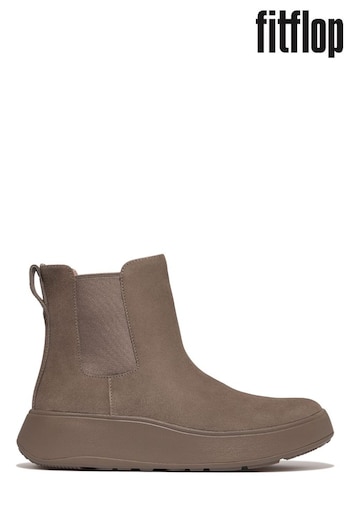 FitFlop Grey F-Mode Suede Flatform Chelsea Boots (E50736) | £150