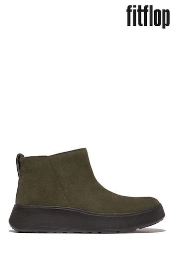 FitFlop F-Mode Leather Flatform Zip Ankle Black Boots (E50741) | £140