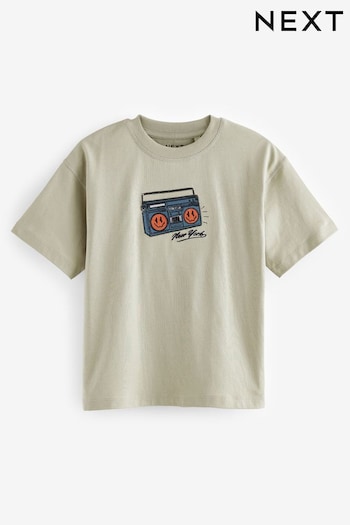 Stone Embroidery Relaxed Fit Short Sleeve Graphic T-Shirt (3-16yrs) (E51087) | £7 - £10