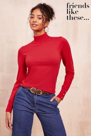 Friends Like These Red Roll Neck Jumper (E51386) | £26