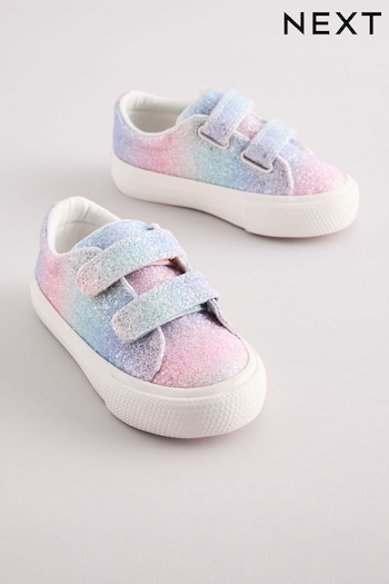 Rainbow Glitter Standard Fit (F) Chunky Trainers With Touch Fastening (E51950) | £16 - £18