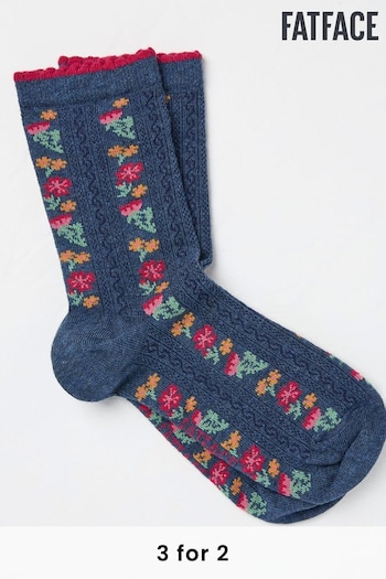 FatFace Blue Floral Women's Socks 1 Pack (size 4-7) (E52009) | £7.50