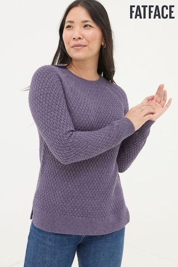 FatFace Ella Dark Purple Textured Jumper (E52089) | £49.50