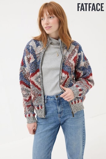 FatFace Multi Erin Knitted Zip Through Cardigan (E52138) | £68