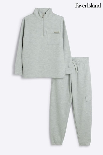 River Island Light Grey Boys Utility Track Funnel & Jogger Set (E52205) | £38