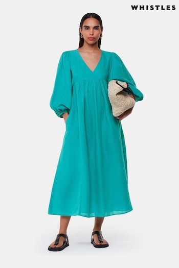Whistles Blue Gloria Linen Blend Dress (E52295) | £149