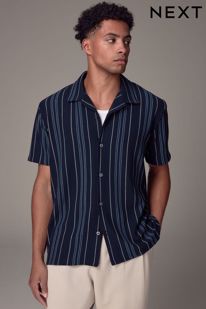 Mens Short Sleeve Stripe Shirts Mens Patterned Shirts Next Official Site