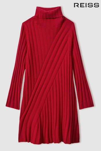 Reiss Red Cady 13-14 yrs Knitted Roll Neck Dress (E52501) | £78