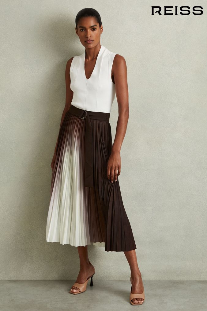 Womens Brown Pleated Skirts Brown Pleated Midi Skirts Next