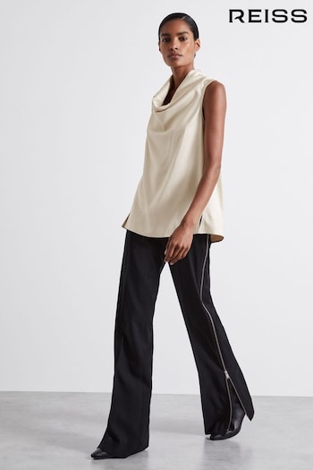 Reiss Ivory Manon Atelier Satin Cowl-Neck Top (E52848) | £195