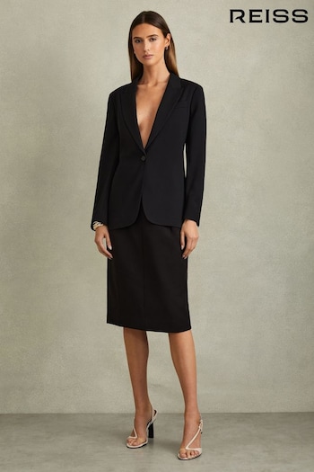 Reiss Black Gabi Tailored Midi Suit Skirt (E52862) | £98