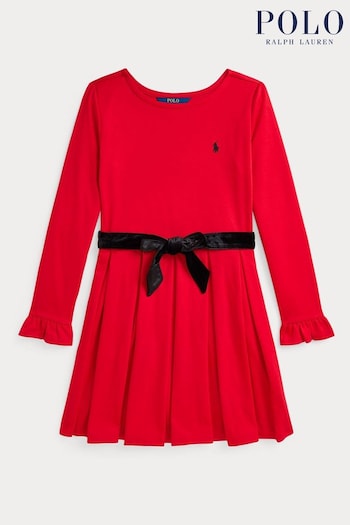 Polo Ralph Lauren Girls Red Belted Occasion Dress (E53310) | £105