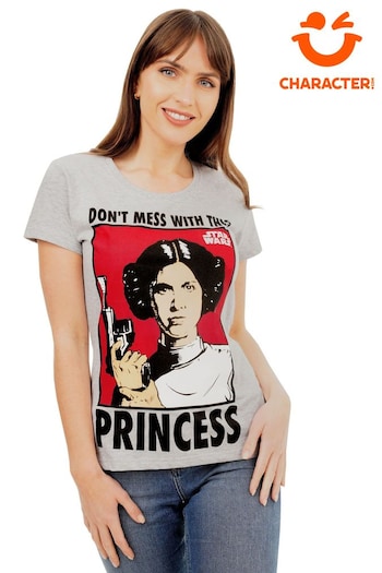 Character Grey Star Wars Princess Leia T-Shirt (E53340) | £17