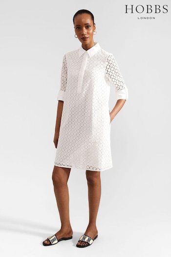 Hobbs White Marciella Dress Angular (E53476) | £139