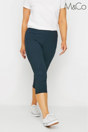 M&Co Blue Cropped Bengaline Trousers (E53565) | £25