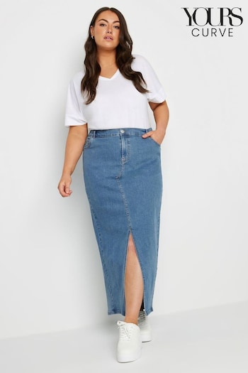 Yours Curve Blue Denim Maxi Skirt (E53679) | £39