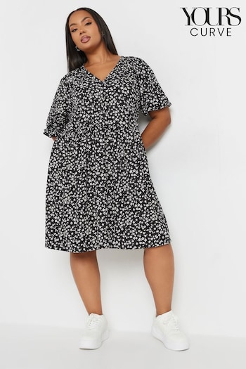 Yours Curve Black Limited Raglan Prairie Short Dress (E53703) | £31