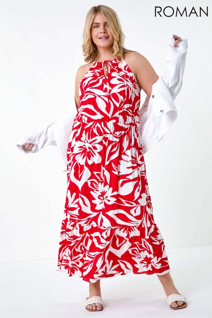 adidas team gb woven shorts ladies Buy Women s Red Maxi Summer Dress Sleeveless Floral Dresses Online ArvindShops