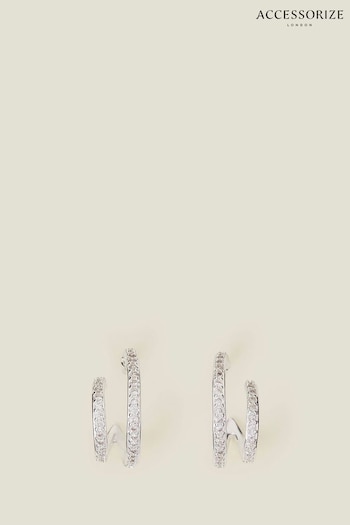 Accessorize Silver Plated Double Sparkle Hoops (E53819) | £14