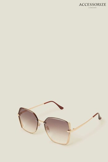 Accessorize Gold Metal Bevelled Edge Sunglasses (E53825) | £17