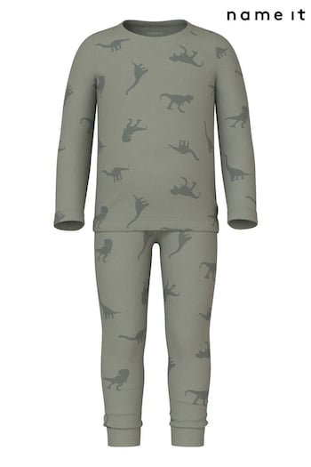 Name It Green Dinosaur Rib Pyjama Set (E53907) | £21