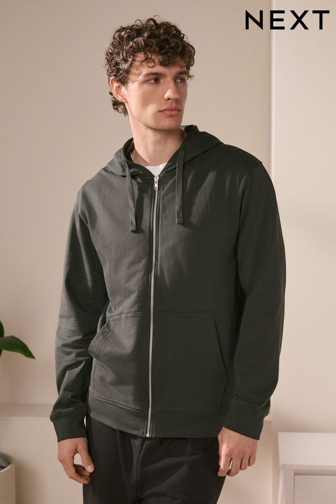 Mens dark green zip up hoodie outlet