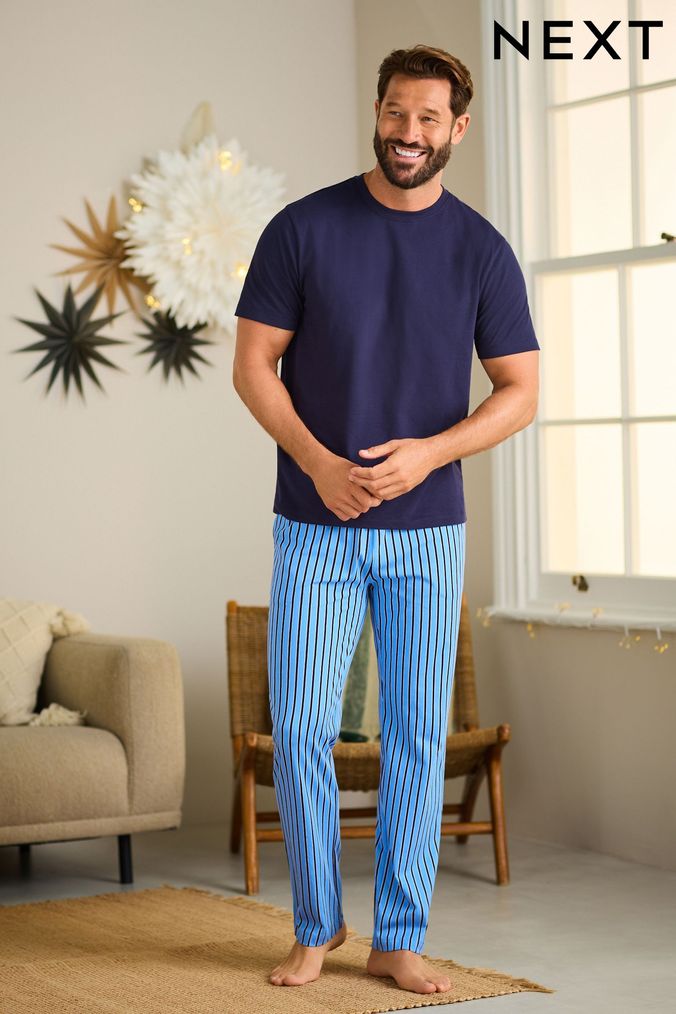 Men s Tall Loungewear Checks Printed Pyjamas Next