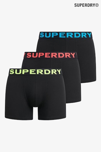 Superdry Black/Neon 100% Cotton Boxers 3 Pack (E54033) | £30