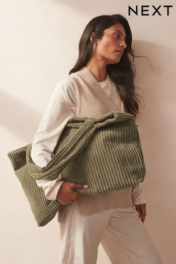 Khaki Green Cord Shopper Bag (E54124) | £34