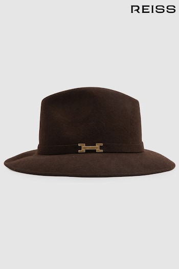 Reiss Chocolate Holly Wool Fedora (E54467) | £78