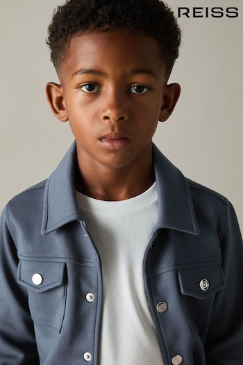 Reiss Dark Diesel Blue Jerry 9-13 yrs Interlock Jersey Overshirt (E54494) | £46