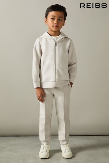 Reiss Cement Harrison 9-13 yrs Zipped Interlock-Jersey Hoodie (E54512) | £46