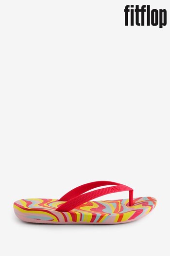 FitFlop Kids Red Iqushion Junior Swirly Ergonomic Flip Flops (E55179) | £28