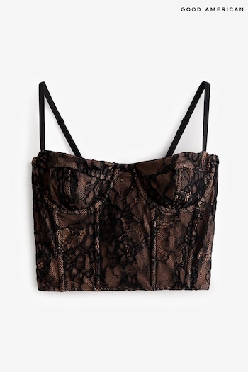 Good American Black Lace Bustier Blouse (E55197) | £129