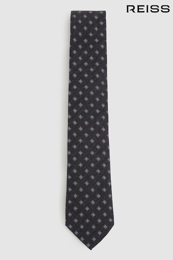 Reiss Charcoal Rimini Wool Silk Foulard Textured Tie (E55273) | £58