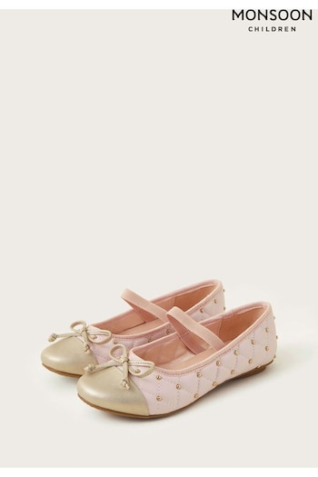 Monsoon Pink Studded Ballet Flats (E55341) | £25 - £29