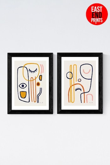 East End Prints Black Abstract Faces Set of 2 by Dan Hobday (E55648) | £80 - £215