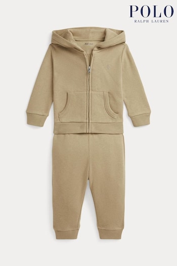 Polo Ralph Lauren Baby Fleece Zip Hoodie shoe-care & Jogger Set (E55680) | £99