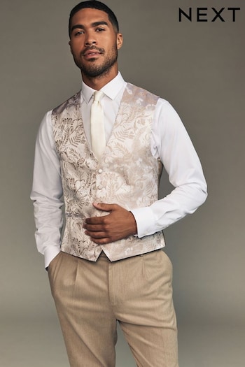 Champagne Gold Leaf Regular Fit Occasion Waistcoat (E55818) | £55