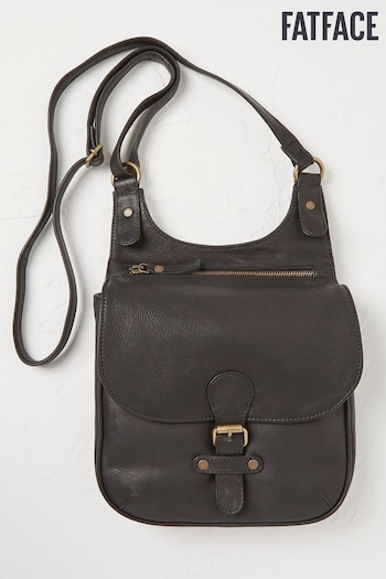 FatFace Anna Black Oiled Leather Crossbody Bag (E55958) | £69