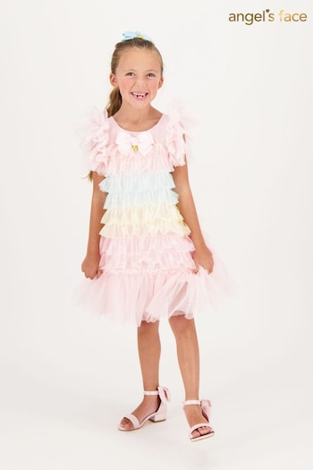 Angels Face Pink Waterfall Ruffle Dress (E56019) | £80 - £85