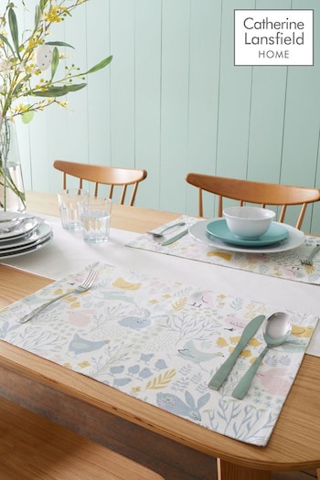 Catherine Lansfield Natural Cottage Friends Cotton Placemats 4 Pack (E56254) | £20