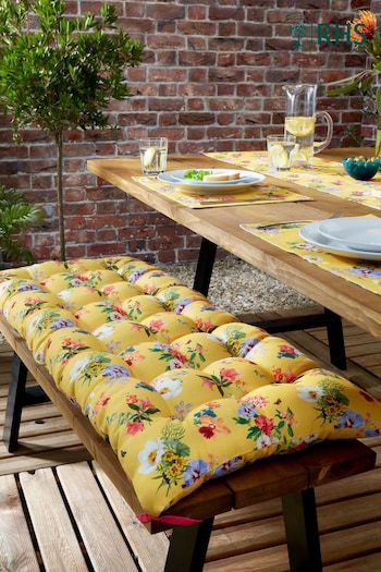 RHS Yellow Exotic Garden Outdoor Cotton Bench Pad (E56279) | £70
