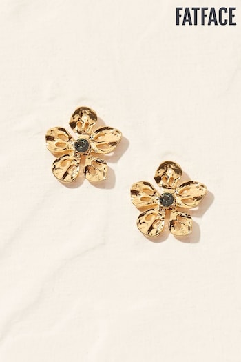 FatFace Gold Tone Copper & Black Large Flower Studs Earrings (E56531) | £16