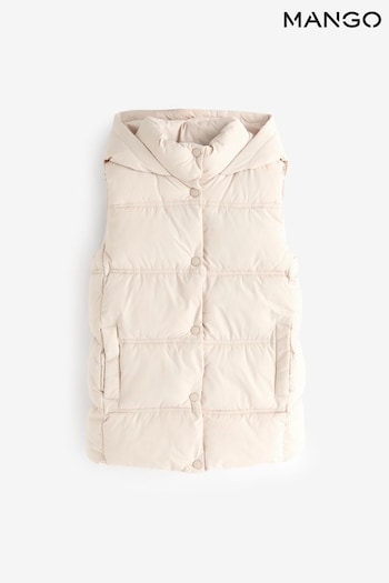 Mango Cream Quilted Gilet With Hood (E57193) | £28