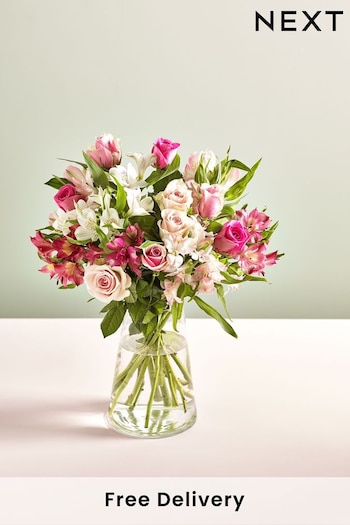 Pink Rose and Alstroemeria Fresh Flower Letterbox Bouquet (E58345) | £25