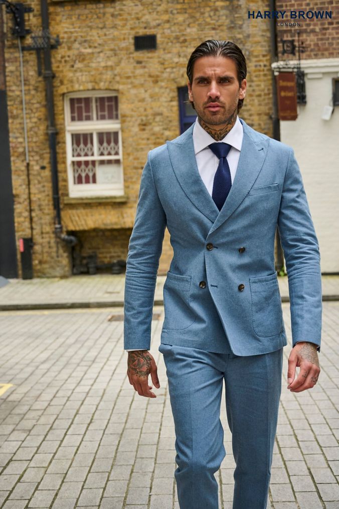 Light blue double breasted suit outlet