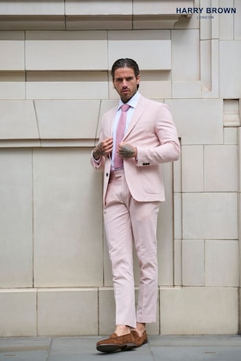 Harry Brown Pink Slim Fit Chris Linen Cotton Blend Suit: Smart Trousers (E59112) | £89