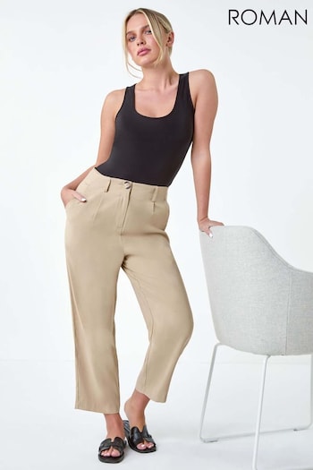 Roman Natural Cropped Tapered Trousers (E59524) | £32