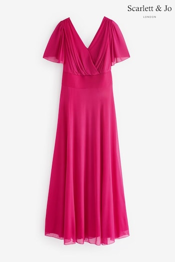 Scarlett & Jo Pink Isabelle Angel Sleeve Maxi Dress (E59537) | £90